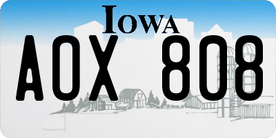 IA license plate AOX808