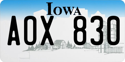 IA license plate AOX830
