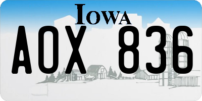 IA license plate AOX836