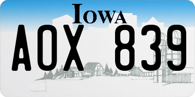 IA license plate AOX839