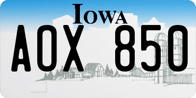 IA license plate AOX850