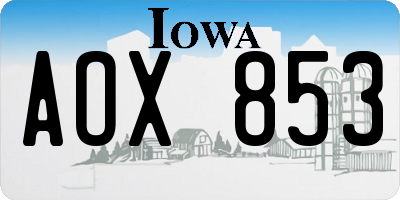 IA license plate AOX853