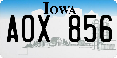 IA license plate AOX856