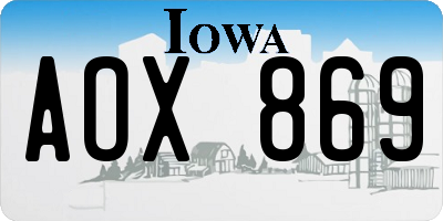 IA license plate AOX869