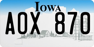 IA license plate AOX870