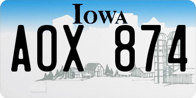 IA license plate AOX874