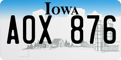 IA license plate AOX876