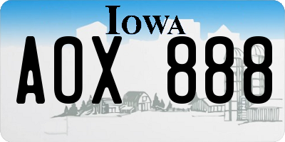 IA license plate AOX888