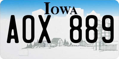IA license plate AOX889