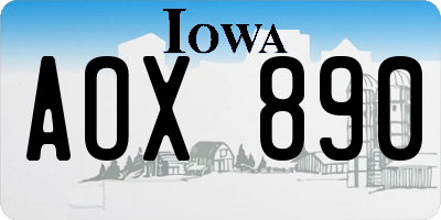 IA license plate AOX890
