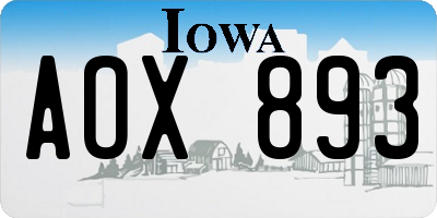 IA license plate AOX893