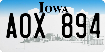 IA license plate AOX894