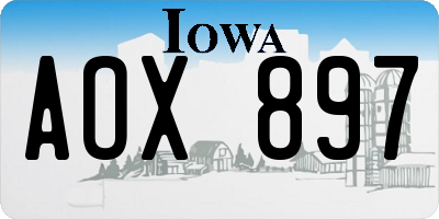 IA license plate AOX897