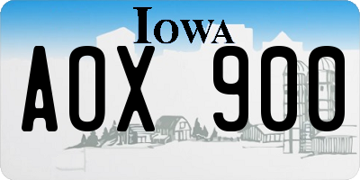 IA license plate AOX900