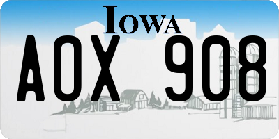 IA license plate AOX908