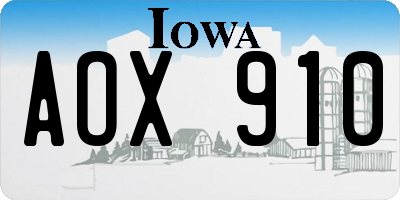 IA license plate AOX910