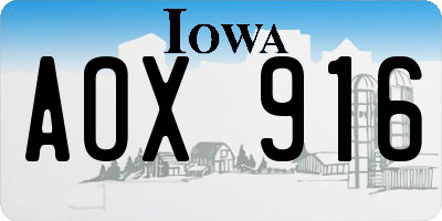IA license plate AOX916