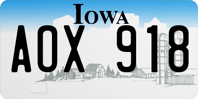 IA license plate AOX918