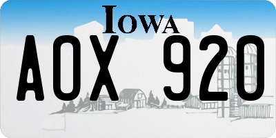 IA license plate AOX920