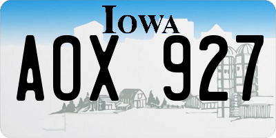 IA license plate AOX927
