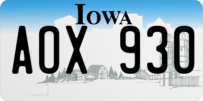 IA license plate AOX930