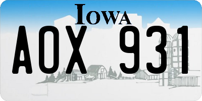 IA license plate AOX931