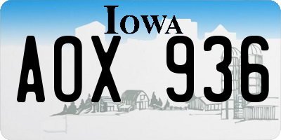 IA license plate AOX936