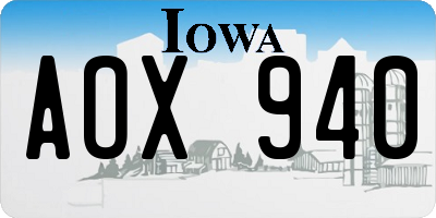 IA license plate AOX940