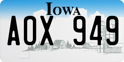 IA license plate AOX949
