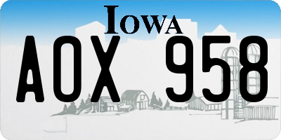 IA license plate AOX958