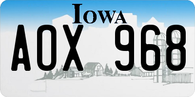 IA license plate AOX968
