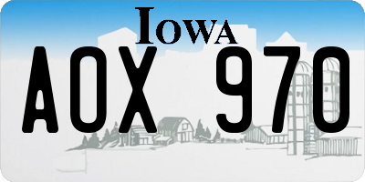 IA license plate AOX970