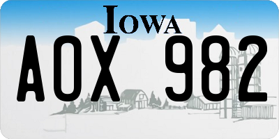 IA license plate AOX982