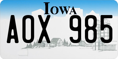 IA license plate AOX985