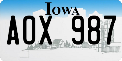 IA license plate AOX987