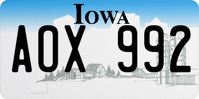 IA license plate AOX992