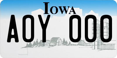 IA license plate AOY000
