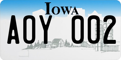 IA license plate AOY002