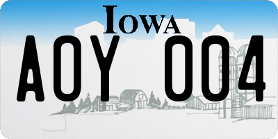 IA license plate AOY004