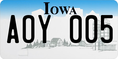 IA license plate AOY005