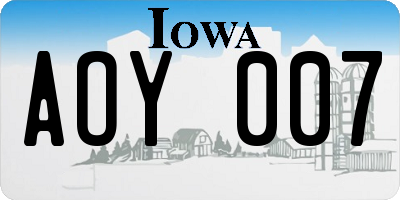IA license plate AOY007