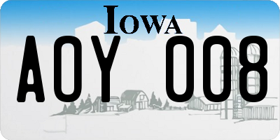 IA license plate AOY008