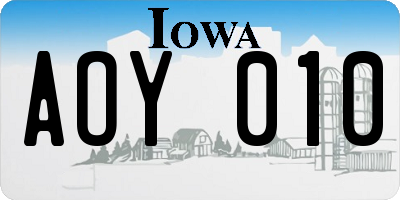 IA license plate AOY010
