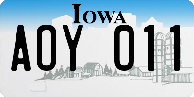 IA license plate AOY011