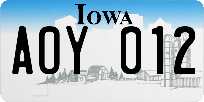 IA license plate AOY012