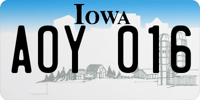 IA license plate AOY016