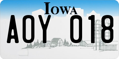 IA license plate AOY018