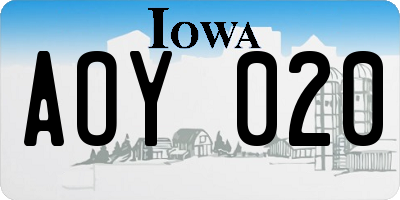 IA license plate AOY020