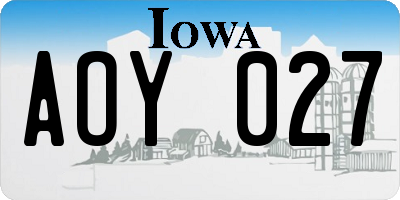 IA license plate AOY027
