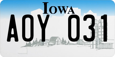 IA license plate AOY031